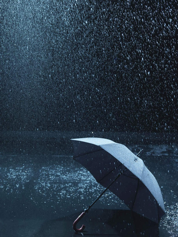 白天,正面,水,雨,暴雨,大雨,一把,飞溅,黑色背景,溅,伞,液体,雨伞