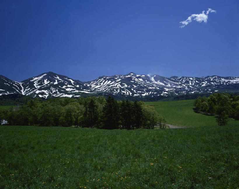 无人,横图,俯视,室外,白天,旅游,度假,草地,草坪,美景,山,山脉,雪,植物,大雪,北海道,日本,亚洲,积雪,景观,山峰,雪景,冬季,冬天,山峦,娱乐,草,树,树木,蓝色,绿色,蓝天,天空,自然,群山,天,享受,休闲,景色,放松,寒冷,生长,成长,自然风光,东亚,日本国,北海道地方,北海道岛,严寒,彩图,高角度拍摄