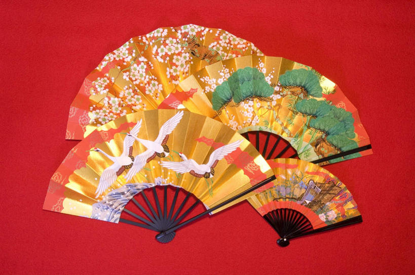 无人,横图,俯视,室内,白天,植物,红色背景,花纹,装饰,盛开,扇子,图案,折扇,纸扇,四把,清凉,花蕾,凉爽,文化,花,花瓣,花朵,鲜花,树,树木,绿色,白色,自然,花苞,花蕊,摄影,影棚,生长,成长,华丽,修饰,点缀,衬托,美观,雅致,雅观,撒扇,彩图,高角度拍摄,影棚拍摄,拍摄,传统文化