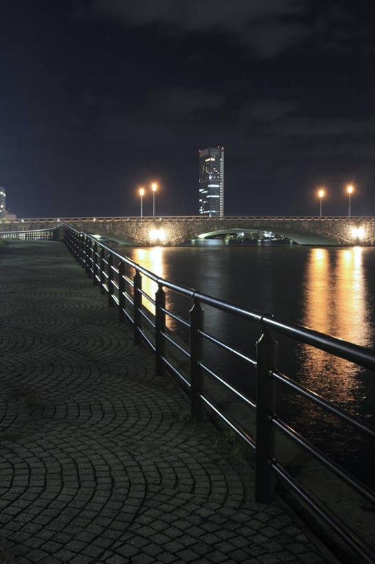 无人,高楼大厦,栏杆,竖图,室外,夜晚,正面,旅游,度假,标志建筑,大厦,地标,建筑,路灯,摩天大楼,夜景,照明,长野县,日本,亚洲,阴影,光线,影子,围栏,灯光,娱乐,建设,护栏,灯,享受,休闲,旅游胜地,放松,照亮,照明设备,东亚,本州,本州岛,日本国,中部地方,长野,新潟,新潟县,信浓川,彩图,大楼,高层建筑,高楼,摩天楼,万代桥,朱鹭展览馆