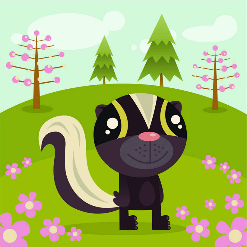 无人,站,方图,插画,室内,白天,正面,数码,科技,草地,草坪,山,山脉,植物,哺乳动物,野生动物,阴影,盛开,网络,山峰,云,云朵,山峦,高光,几何,计算机图形,合成,花蕾,云彩,图画,注视,画,草,花,花瓣,花朵,鲜花,树,树木,一只,粉色,蓝色,绿色,黑色,白云,蓝天,天空,自然,动物,群山,天,花苞,花蕊,观察,看,站着,可爱,活泼,生长,晴朗,成长,观看,电脑合成图,数码合成图,察看,合成图,关注,臭鼬,漫画,写实,具体,具象,臭味,异味,晴空,站立,彩图,全身