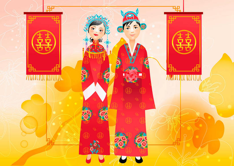 东方人,无人,两个人,家庭,夫妻,新娘,新郎,站,笑,微笑,横图,插画,室内,白天,正面,民族服装,爱情,婚礼,快乐,数码,科技,亚洲,阴影,庆祝,装饰,网络,标志,头饰,文字,字符,高光,几何,计算机图形,结婚,浪漫,合成,图画,注视,黄种人,标识,画,发夹,发饰,夹子,观察,看,站着,温暖,温馨,喜庆,一家人,汉字,恩爱,恋人,观看,纪念,华丽,修饰,点缀,电脑合成图,数码合成图,和睦,察看,合成图,关注,中文,漫画,写实,具体,具象,衬托,美观,雅致,雅观,国文,华文,男人,男性,年轻男性,年轻女性,女人,女性,亚洲人,年轻人,夫妇,情侣,站立,彩图,全身,传统服装,民俗服,高兴,伴侣,融洽