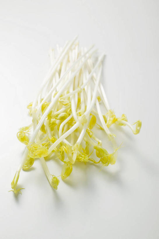 无人,竖图,俯视,室内,特写,白天,白色背景,餐桌,桌子,蔬菜,一堆,许多,阴影,堆叠,堆积,新鲜,反射,影子,豆芽,食品,食物,摄影,有机食品,绿色食品,影棚,餐台,堆,豆芽菜,芽苗菜,彩图,高角度拍摄,影棚拍摄,拍摄