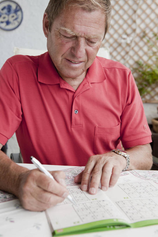 西方人,一个人,坐,竖图,室内,白天,正面,游戏,植物,桌面,桌子,书籍,欧洲,欧洲人,仅一个男性,仅一个人,握,阴影,服装,反射,笔,盆栽,影子,墙,办公用品,盆景,玩,注视,休闲装,娱乐,水笔,墙壁,墙面,文具,衣服,红色,绿色,白色,自然,学习用品,低头,观察,看,仅一个老年男性,休闲,休闲服,握着,服饰,生长,成长,观看,活动,文具用品,一支,察看,书写,发泄,关注,消遣,智力,智力游戏,宣泄,誊写,数独,老年男性,男人,男性,白种人,书,图书,玩耍,嬉戏,坐着,半身,彩图,数独游戏