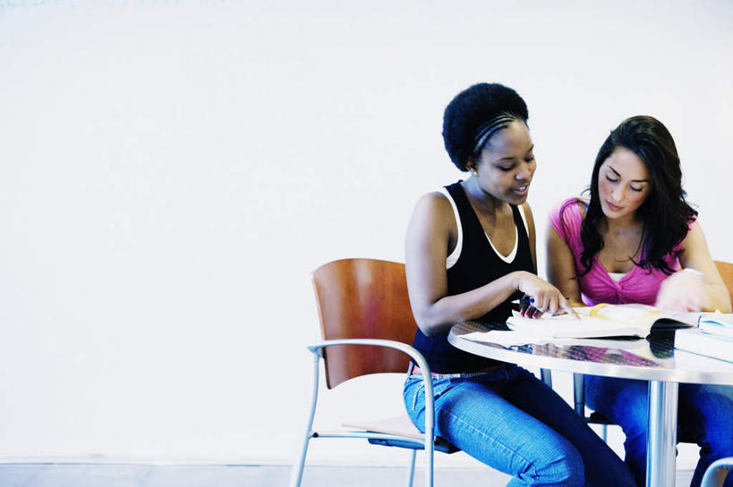 西方人,两个人,伙伴,朋友,坐,横图,室内,白天,白色背景,正面,看书,讨论,阅读,友谊,书籍,椅子,欧洲,非洲,黑人,欧洲人,学习,服装,墙,写字台,休闲装,墙壁,墙面,衣服,书本,看,休闲,休闲服,读书,浏览,服饰,文具盒,友情,年轻女性,女人,女性,非洲人,书,图书,坐着,半身,彩图