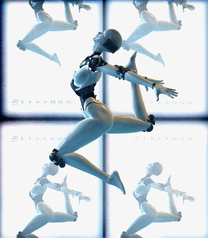 无人,跳,竖图,室内,白天,正面,跳舞,机器,高科技,五个,五个人,许多,弯腰,科学,许多人,半空,一群人,机械,张开双腿,科学技术,机器人,舞姿,弯身,展开双腿,女人,女性,中年女性,跳跃,半身,彩图,舞蹈,伸展双腿
