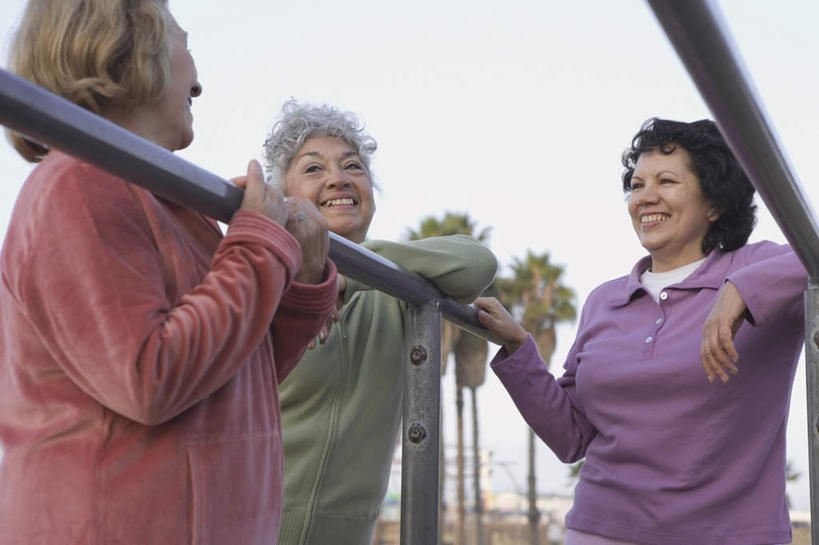 西方人,三个人,伙伴,朋友,栏杆,站,笑,微笑,露齿笑,横图,室外,白天,正面,友谊,植物,棕榈树,叶子,欧洲,欧洲人,服装,围栏,绿叶,注视,休闲装,护栏,树,树木,衣服,蓝色,绿色,蓝天,天空,自然,天,观察,看,站着,休闲,休闲服,嫩叶,搭,服饰,生长,晴朗,成长,观看,察看,搭着,关注,棕榈叶,万里无云,友情,老年女性,女人,女性,白种人,叶,叶片,晴空,晴空万里,站立,半身,彩图