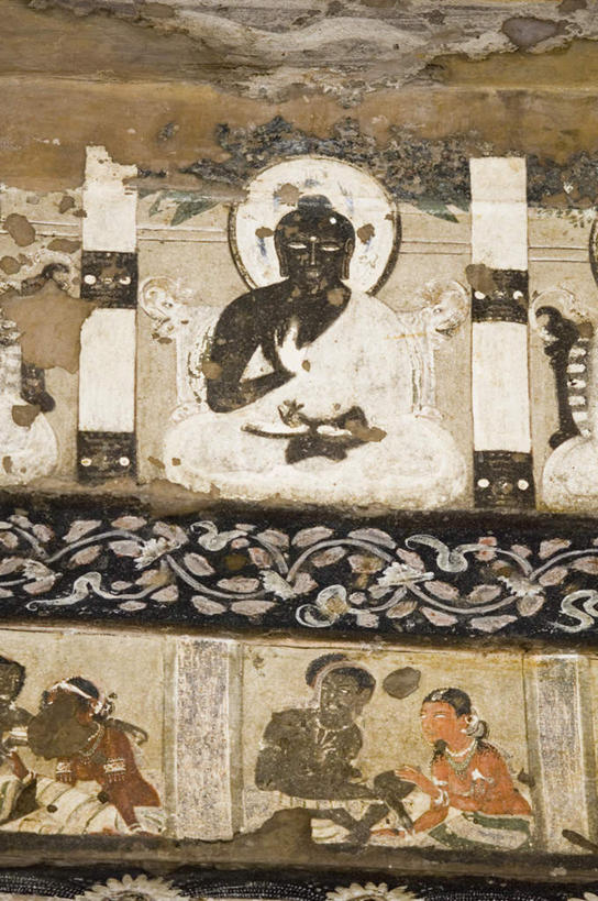 无人,竖图,室内,特写,白天,正面,旅游,度假,绘画,名胜古迹,标志建筑,地标,建筑,印度,亚洲,节日,遗迹,艺术,装饰,墙,古迹,文化,文物,娱乐,建设,古建筑,壁画,墙壁,墙面,祈祷,享受,休闲,健康,旅游胜地,放松,许愿,宗教,信仰,纪念,华丽,修饰,祈求,点缀,基督教,天主教,修道院,南亚,信念,古文明,印度共和国,衬托,美观,雅致,雅观,马哈拉施特拉邦,神学院,修院,隐修院,阿旃陀,平安,画画,彩图