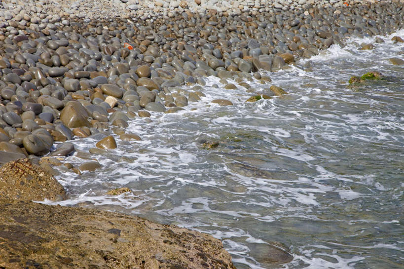 石子,海岸,景观,浪花,沙地,很多,娱乐,自然,海水,享受,休闲,鹅卵石