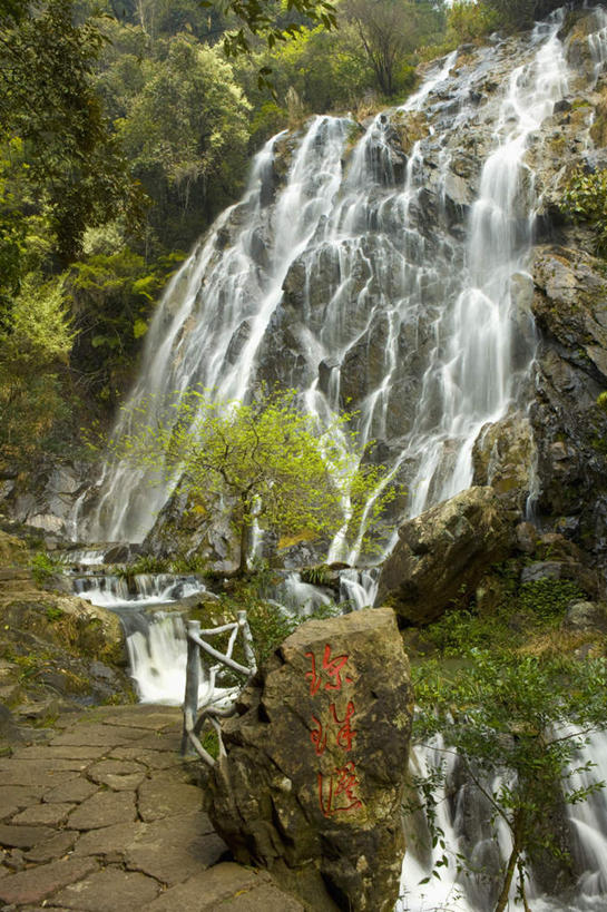 无人,竖图,室外,白天,正面,旅游,度假,美景,瀑布,山,山脉,树林,水,植物,武夷山,中国,亚洲,飞溅,溅,液体,景观,山峰,水滴,山峦,娱乐,水珠,树,树木,绿色,自然,群山,享受,休闲,景色,放松,生长,成长,喷洒,自然风光,福建,东亚,福建省,中华人民共和国,华东地区,闽,跌水,彩图,玉龙谷,碧水丹山,福建第一名山,奇秀甲东南,武夷山市