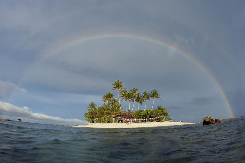 彩虹,棕榈树,密克罗尼西亚,亚洲,岛,地形,风景,天空,热带气候,椰子树,彩图,沙岛
