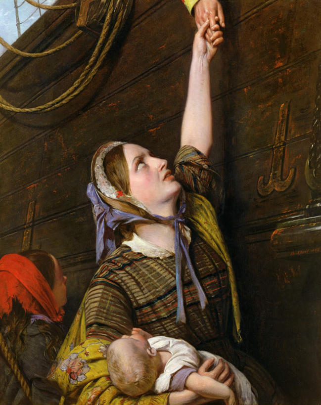 西方人,婴儿,儿童,无人,三个人,家庭,夫妻,母亲,父亲,站,举,握手,抱,竖图,室内,白天,正面,民族服装,爱情,绘画,纯洁,轮船,船,油画,欧洲,欧洲人,艺术,分离,头巾,古典,浪漫,注视,文化,小孩,绳子,工艺品,交通工具,观察,看,品味,托,站着,疼痛,温暖,温馨,父子,母子,三口之家,一家人,恩爱,父爱,可爱,母爱,恋人,活泼,抱着,观看,绳索,悲伤,分散,美术,和睦,察看,高雅,搂着,关注,载具,宝宝,痛苦,缆绳,纯真,烂漫,无邪,分手,美学,疾苦,苦楚,别离,伶俐,天真,男人,男性,年轻男性,年轻女性,女人,女性,白种人,孩子,年轻人,夫妇,情侣,搀手,举起,举手,举着,拉手,搂,搂抱,手拉手,手握手,向上举,向上伸,向上托,站立,半身,彩图,传统服装,民俗服,伴侣,融洽