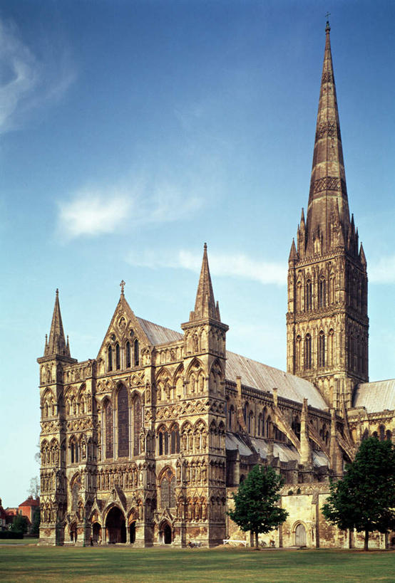 无人,教堂,竖图,室内,白天,正面,旅游,度假,绘画,草地,草坪,名胜古迹,植物,标志建筑,地标,建筑,油画,英国,欧洲,阴影,节日,遗迹,艺术,光线,影子,云,云朵,古典,云彩,古迹,文化,文物,娱乐,建设,古建筑,英格兰,草,树,树木,蓝色,绿色,白云,蓝天,天空,阳光,自然,工艺品,天,品味,祈祷,享受,休闲,健康,旅游胜地,放松,许愿,宗教,信仰,生长,晴朗,成长,纪念,祈求,美术,高雅,基督教,西欧,天主教,大不列颠,信念,古文明,哥特式建筑,大不列颠及北爱尔兰联合王国,美学,大不列颠联合王国,日不落英帝国,索尔兹伯里教堂,索尔兹伯里主教堂,平安,晴空,彩图,大教堂,礼拜堂