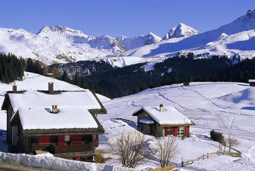 无人,家,横图,俯视,室外,白天,度假,石头,美景,山,山脉,雪,植物,大雪,城市风光,城市,松树,瑞士,欧洲,阴影,光线,石子,影子,房屋,屋子,积雪,景观,山顶,山峰,雪景,冬季,冬天,山峦,娱乐,楼房,住宅,树,树木,蓝色,绿色,蓝天,天空,阳光,自然,群山,天,享受,休闲,景色,放松,寒冷,生长,晴朗,成长,坚定,中欧,沉积岩,万里无云,长寿,严寒,瑞士联邦,贞洁,格劳宾登州,颠峰,极峰,阿罗萨,格劳宾登,水成岩,石块,岩石,晴空,晴空万里,彩图,高角度拍摄,房子