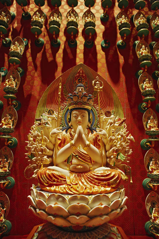 无人,竖图,室内,新加坡,雕像,佛,祈祷,摄影,宗教,佛教,保护,莲花坐式,盘着腿坐,彩图