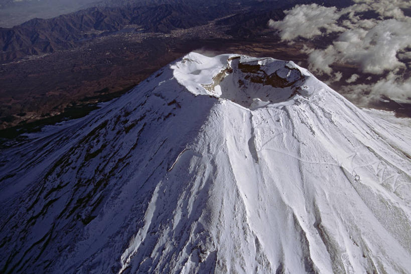 无人,横图,室外,白天,山,雪,富士山,日本,冰,火山口,山顶,云,摄影,彩图