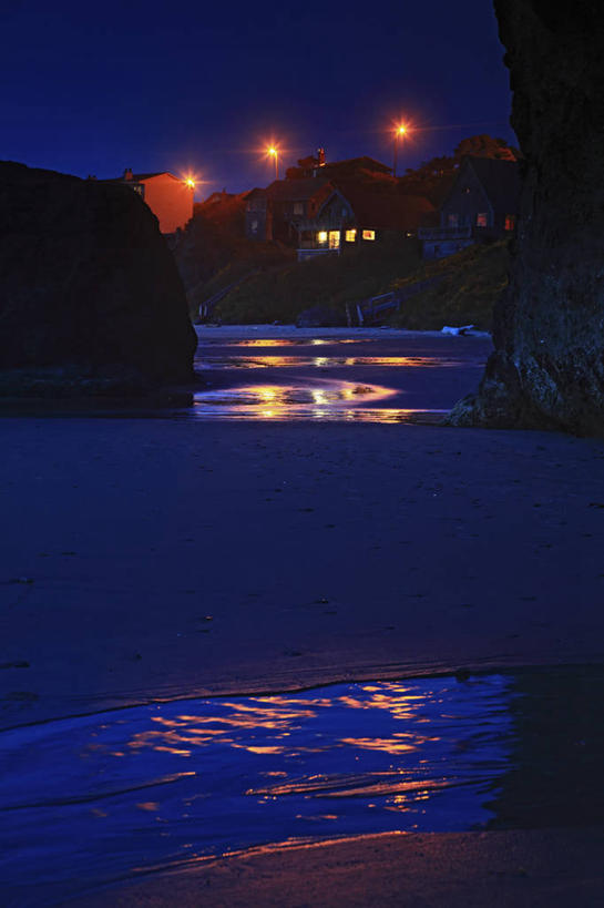 无人,竖图,室外,夜晚,美国,房屋,光,摄影,照亮,俄勒冈州,班顿,彩图,旅行