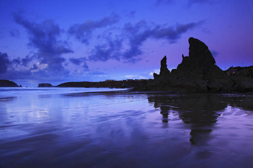 无人,横图,室外,夜晚,海浪,海洋,美国,地形,黄昏,地标建筑,摄影,太平洋,俄勒冈州,班顿,海滩,岩石,彩图,旅行