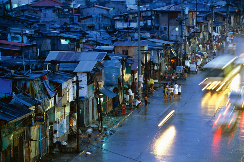 无人,横图,俯视,室外,夜晚,菲律宾,首都,许多人,一群人,摄影,贫穷,马尼拉,贫民窟,散焦,彩图,高角度拍摄