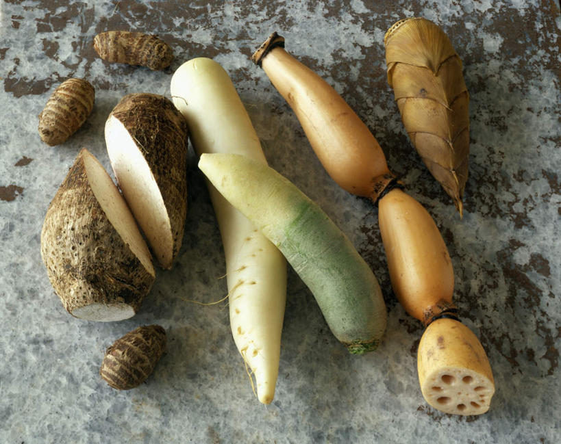 无人,横图,俯视,室内,特写,白天,桌面,桌子,萝卜,白萝卜,蔬菜,阴影,新鲜,反射,木制,影子,芋头,竹笋,食品,藕,笋,食物,木制品,有机食品,绿色食品,青芋,莲藕,芋艿,莱菔,彩图,高角度拍摄