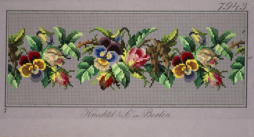 无人,横图,玫瑰,紫罗兰,叶子,刺绣,花纹,花环,摄影,怀旧,记忆,德国文化,式样,美术工艺,设计,彩图,影棚拍摄