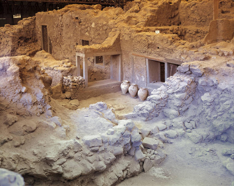 无人,横图,俯视,室外,旅游,度假,美景,希腊,欧洲,景观,图像,历史,娱乐,废墟,自然,享受,休闲,概念,景色,放松,摄影,考古学,人造,基克拉迪群岛,圣托里尼岛,地中海文化,南欧,自然风光,主题,毁灭,视角,爱琴海群岛,希腊共和国,克里特岛,构图,古代文明,古代史,基克拉泽斯群岛,阿克罗蒂里,彩图,高角度拍摄,旅行,时空,传统文化,状态