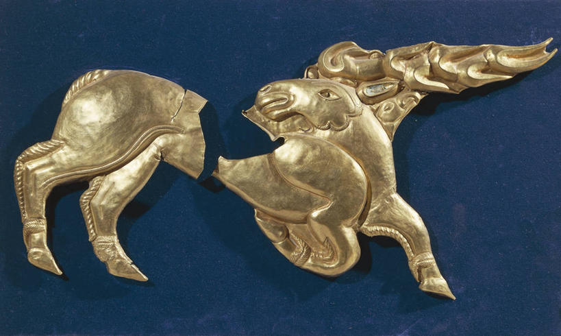 无人,横图,俯视,鹿,蓝色背景,古代,一个,摄影,单个,古代文明,美术工艺,彩图,高角度拍摄,影棚拍摄