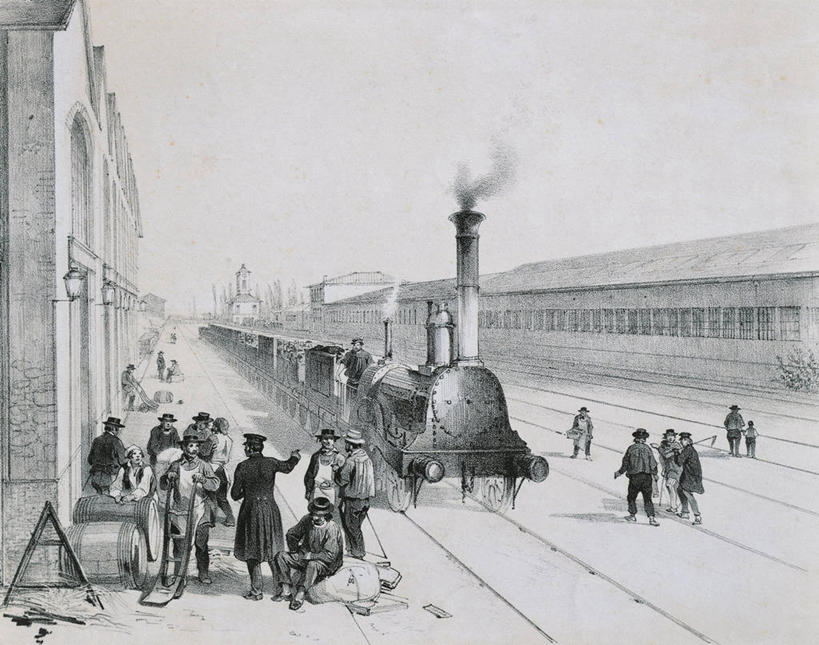 成年人,站,坐,横图,插画,室外,白天,数码,科技,路,铁路,火车,法国,巴黎,阴影,网络,轨道,交通,铁轨,首都,许多人,高光,几何,计算机图形,合成,图画,休闲装,历史,画,工人,手势,一群人,放松,运输,电脑合成图,数码合成图,合成图,抵达,货运,机车,漫画,写实,具体,具象,蒸汽机车,员工,彩图,旅行,匠人,劳动者,体力工,打手势,货运火车