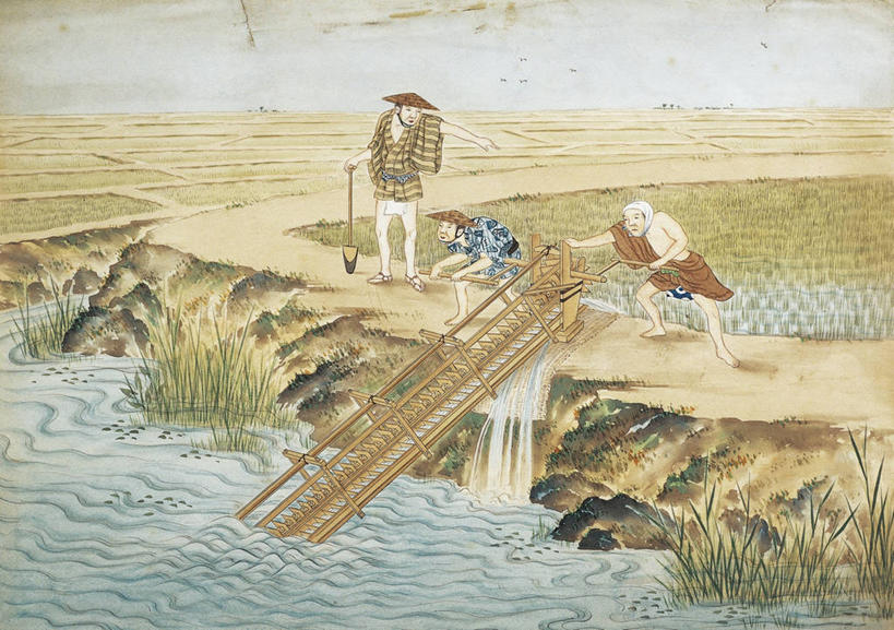 成年人,三个人,横图,插画,室外,白天,绘画,农业,数码,科技,美景,水,阴影,日本文化,艺术,网络,稻田,景观,田地,高光,几何,计算机图形,古典,合成,图画,文化,画,工人,自然,工艺品,品味,职业,景色,水泵,美术,电脑合成图,数码合成图,高雅,合成图,自然风光,漫画,写实,具体,具象,美学,美术工艺,员工,彩图,传统服装,匠人,劳动者,体力工