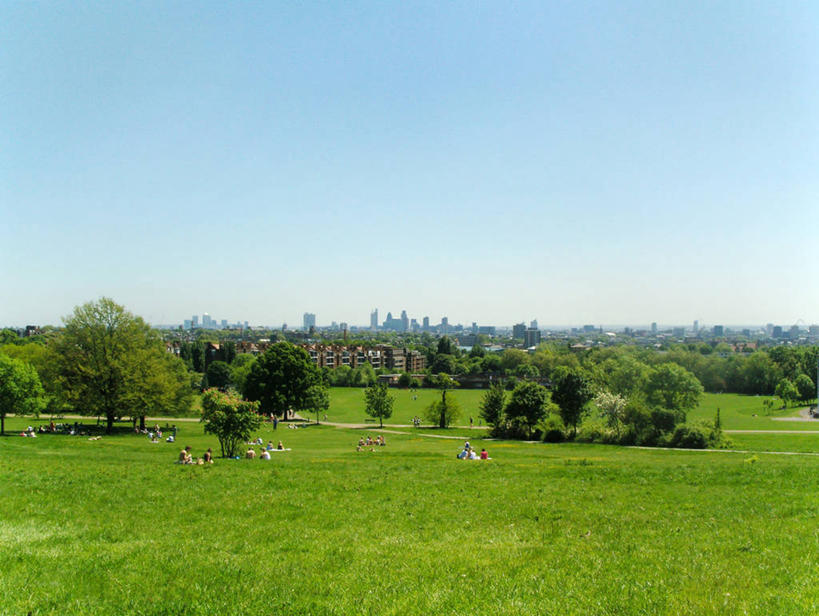 公园,横图,俯视,室外,白天,留白,日光,英国,地平线,地形,辽阔,地面,首都,草,树,广阔,放松,摄影,一望无际,延伸,万里无云,天地相交,无边无际,一马平川,休闲活动,彩图,高角度拍摄