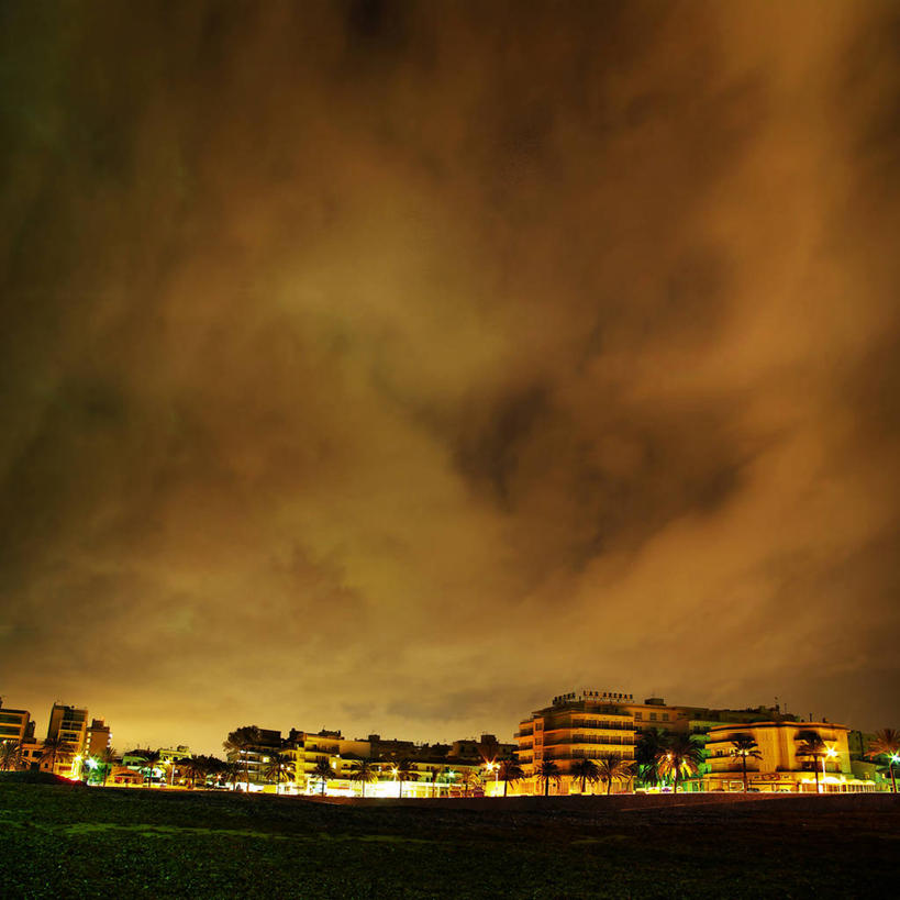 无人,方图,室外,夜晚,海洋,暴风雨,多云,城市,建筑,西班牙,乌云,橙色,摄影,宁静,照亮,帕尔马,马略卡,彩图