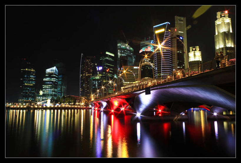 无人,横图,室外,夜晚,河流,天际线,建筑,新加坡,反射,光,首都,思考,摄影,照亮,新加坡市,彩图