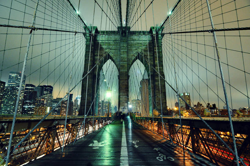 无人,横图,室外,白天,夜晚,长时间曝光,度假,美景,城市风光,城市,建筑,纽约,美国,景观,云,联系,娱乐,天空,享受,休闲,景色,放松,运输,摄影,吊桥,照亮,布鲁克林桥,钢缆,彩图