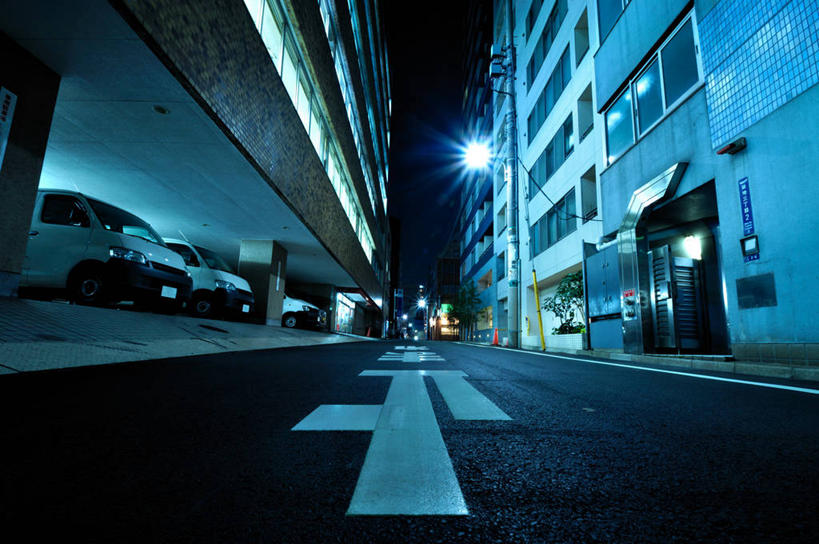无人,停车场,横图,室外,夜晚,城市,建筑,路,路灯,汽车,东京,日本,日本文化,首都,运输,摄影,筑地市场,彩图
