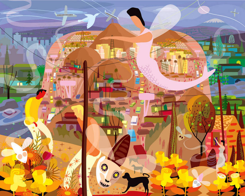 成年人,三个人,横图,插画,室外,夜晚,度假,数码,科技,美景,山,城市风光,城市,飞机,路,汽车,狗,墨西哥,天使,阴影,网络,鸟类,地形,景观,满月,首都,半空,高光,几何,计算机图形,合成,图画,娱乐,飞,车,画,花,树,天空,自然,交通工具,享受,休闲,景色,放松,幻想,运输,摄影,电脑合成图,数码合成图,创造力,合成图,拉丁美洲,载具,漫画,墨西哥城,写实,具体,具象,想法,男人,女人,彩图