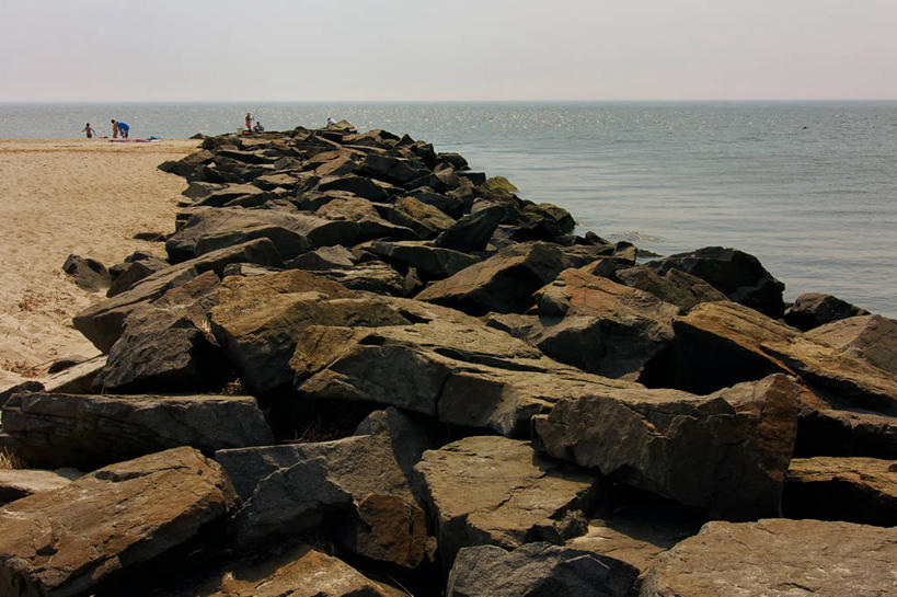 横图,室外,白天,海洋,美国,沙子,水平线,天空,自然,摄影,宁静,新泽西,开普梅,海滩,岩石,彩图