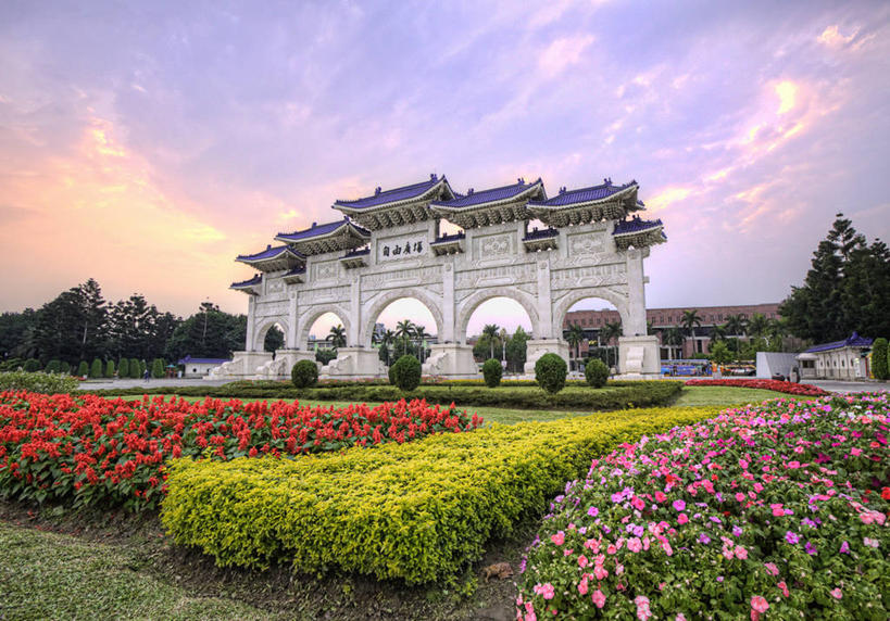 无人,广场,横图,室外,城市,台湾,云,首都,历史,花,树,风景,天空,自然,黄昏,春天,摄影,园林,宁静,台北,彩图