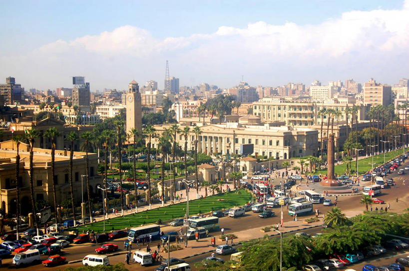 无人,横图,俯视,室外,白天,城市,建筑,路,汽车,埃及,开罗,巴士,机动车,交通,首都,教育,运输,摄影,中东,北非,埃及文化,高角度拍摄,大学