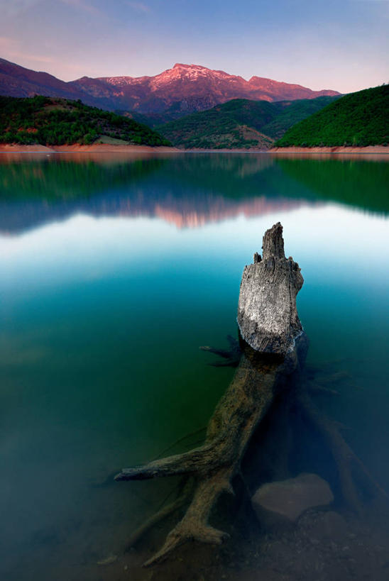 无人,竖图,室外,湖,美景,山,山脉,希腊,欧洲,马其顿,反射,景观,树干,风景,自然,黄昏,景色,摄影,宁静,环境,自然风光,马其顿共和国,旅行