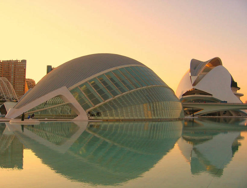 无人,博物馆,横图,室外,湖,建筑,西班牙,反射,现代,风景,自然,黄昏,地标建筑,摄影,宁静,圆顶建筑,伊比利亚半岛,巴伦西亚省,巴伦西亚,旅行,艺术科学城