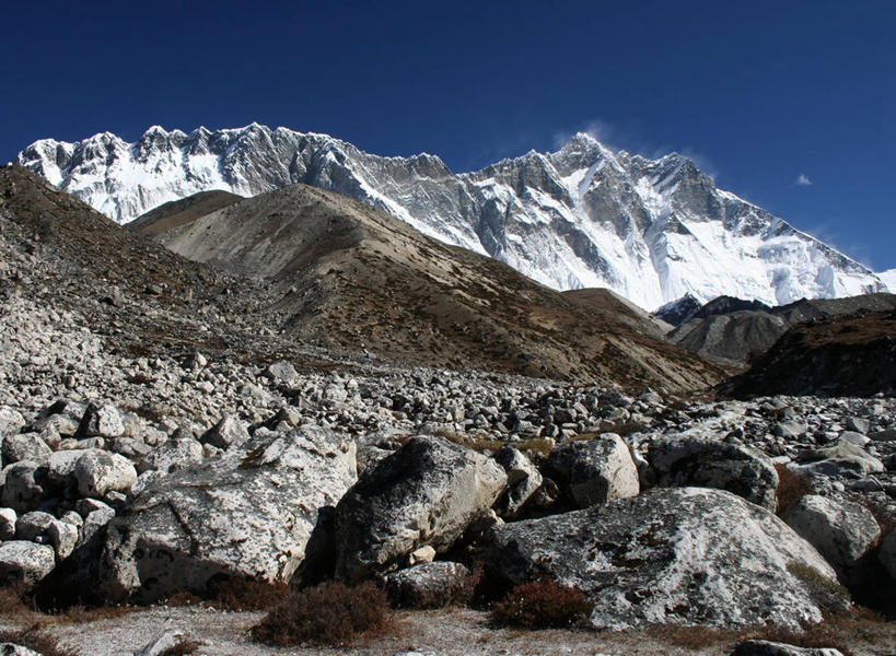 无人,横图,室外,白天,美景,山,山脉,雪山,尼泊尔,景观,山顶,宏伟,风景,天空,自然,景色,摄影,自然风光,万里无云,喜马拉雅山脉,印度次大陆,岩石,旅行,洛子峰