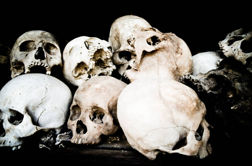 颅骨,无人,横图,室内,柬埔寨,许多,人头骨,首都,很多,白色,人体,摄影,死亡,结束,印度支那,彩图,金边,过去