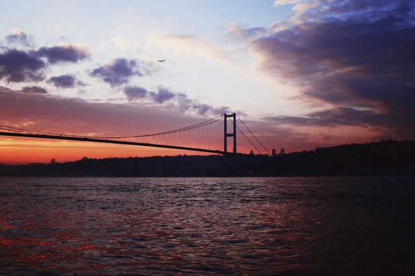 无人,横图,室外,天际线,建筑,欧洲,桥,联系,黄昏,摄影,宁静,剪影,伊斯坦布尔,博斯普鲁斯大桥,博斯普鲁斯海峡,彩图,旅行