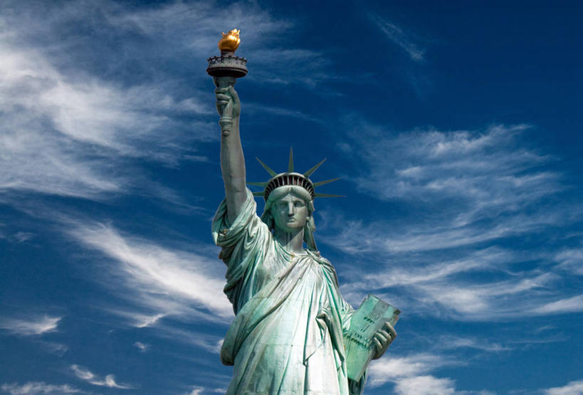 无人,横图,室外,白天,建筑,自由女神像,纽约,美国,雕像,宏伟,火把,火炬,历史,顶部,一个,摄影,单个,部分,美国文化,荚状云,彩图