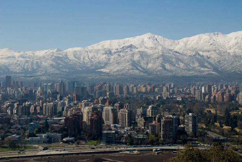 无人,横图,全景,俯视,航拍,室外,白天,山,山脉,城市,智利,首都,摄影,鸟瞰,安地斯山脉,彩图,高角度拍摄