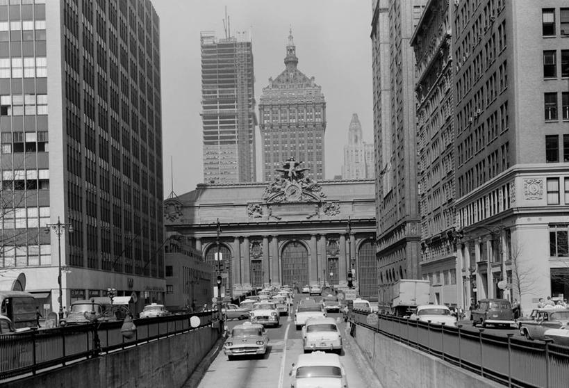 无人,横图,黑白,室外,白天,建筑业,城市,建筑,摩天大楼,汽车,纽约,美国,交通,古典,运输,摄影,生长,发展,纽约州,公园大道