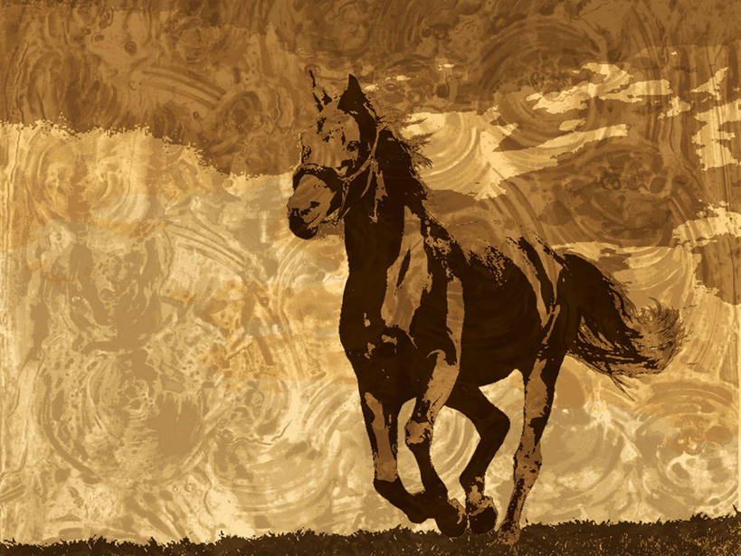 无人,跑,横图,插画,室外,白天,自由,数码,科技,草地,马,野生动物,阴影,网络,高光,几何,计算机图形,合成,图画,画,天空,自然,宁静,电脑合成图,数码合成图,优美,合成图,漫画,写实,具体,具象,彩图