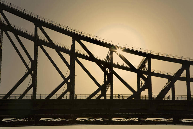 无人,横图,室外,日出,河流,城市,建筑,澳大利亚,行人,钢铁,地形,交通,首都,地标建筑,运输,摄影,早晨,剪影,驾车,昆士兰州,布里斯班,故事桥,彩图,旅行,横越,建筑结构