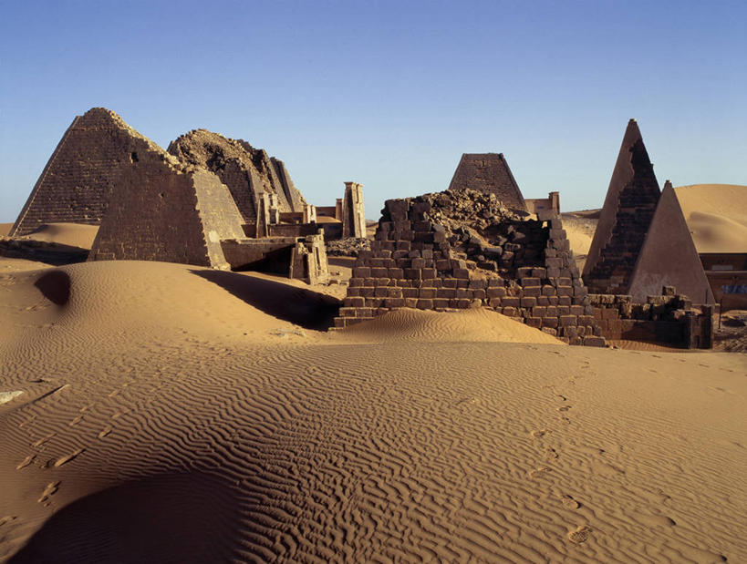 无人,横图,沙漠,苏丹,沙子,热,地标建筑,金字塔,摄影,古代文明,撒哈拉沙漠,彩图