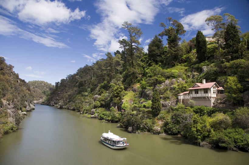 无人,横图,室外,旅游,度假,河流,水,峡谷,船,澳大利亚,行人,游客,游人,地形,路人,旅客,运输,摄影,渡轮,客船,塔斯马尼亚,朗塞斯顿,过客,彩图,旅行